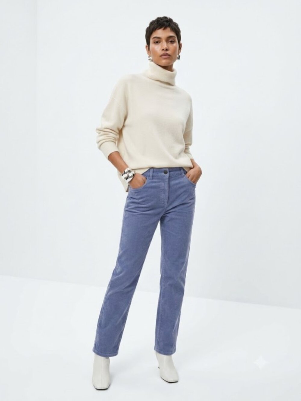 Style & Co Women’s Corduroy Jeans Light Blue Button Zip Closure Size 16R